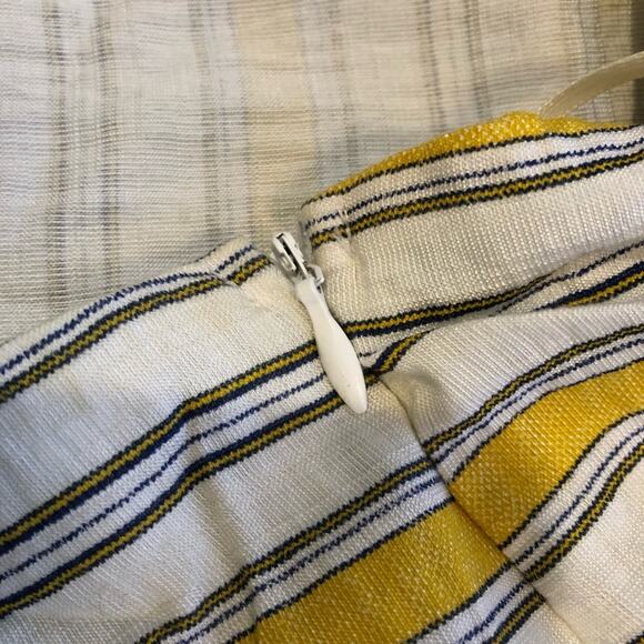 Lulus High Tide ivory white yellow striped ruffle one shoulder dress size Medium - Picture 12 of 13